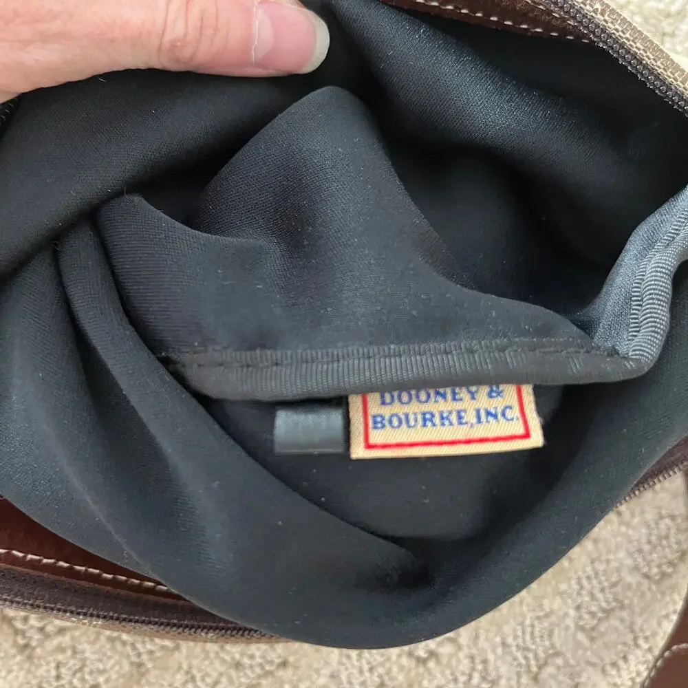 Vintage Dooney & Bourke Signature Crest Hobo Bag Purse Brown Tan